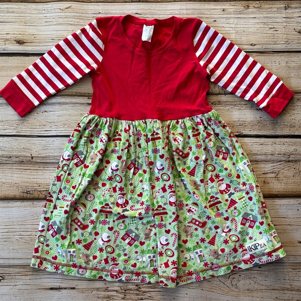 KPea Red and Green Kids Casual Dress size 6